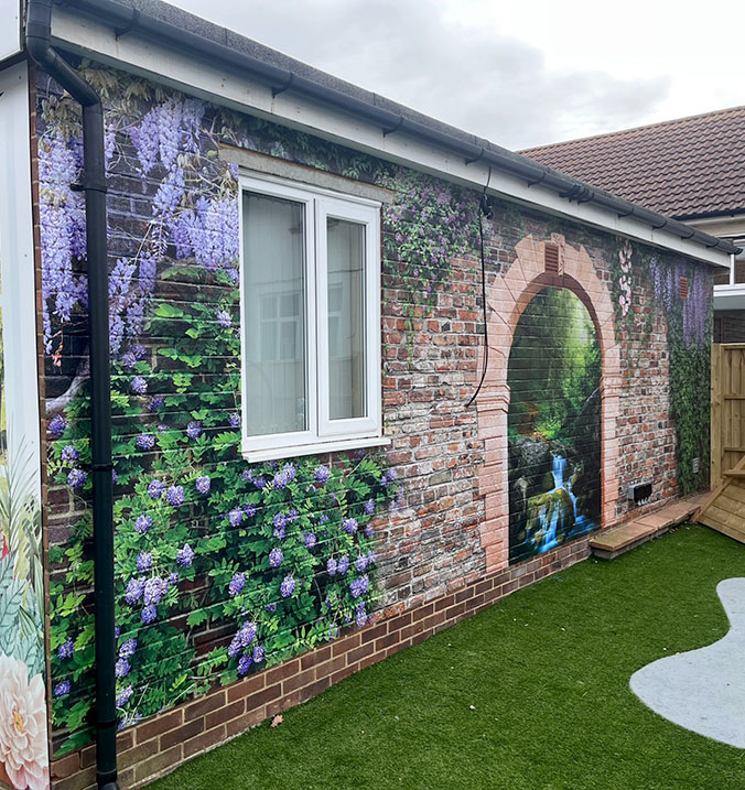 School wall art outdoor brick vinyl