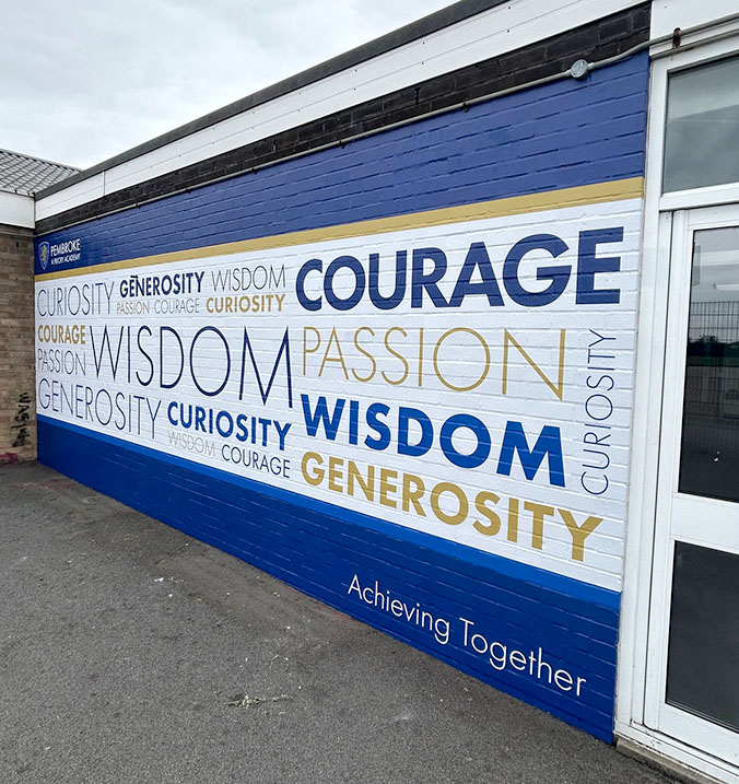 School wall art brick vinyl outdoor
