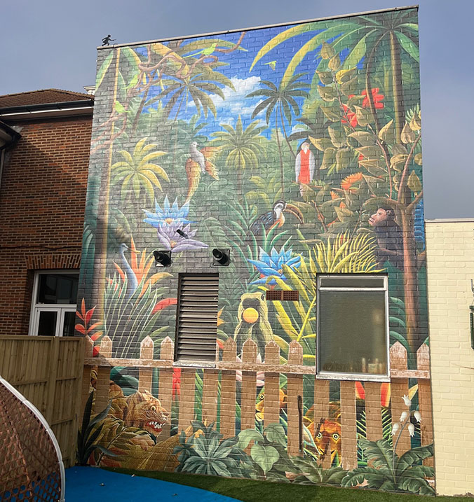 School wall art outdoor brick vinyl