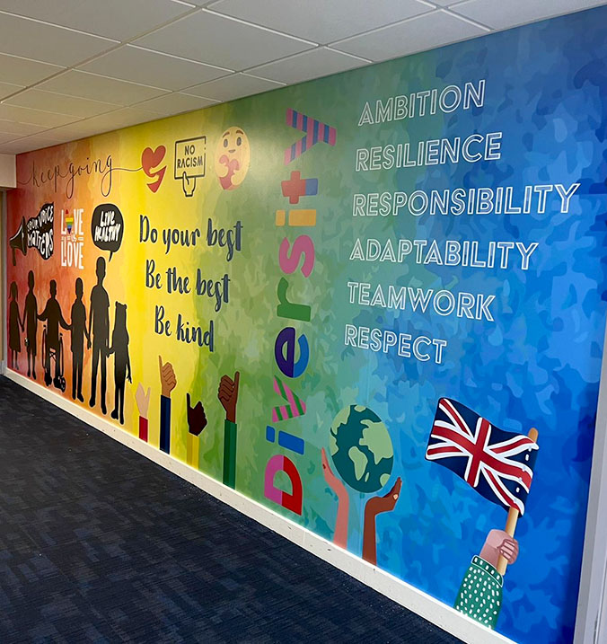 School wall art wellbeing